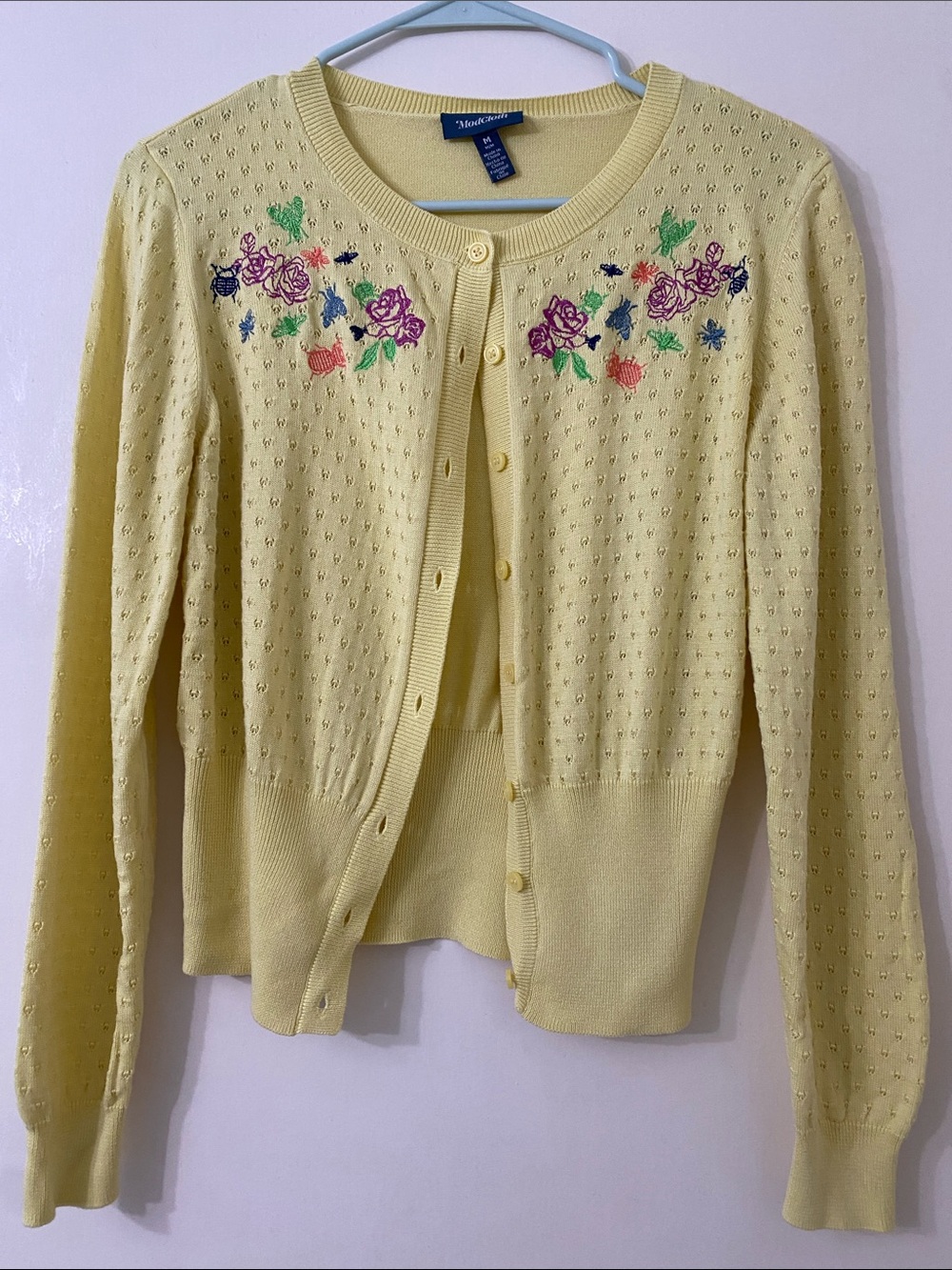 Modcloth - Anthropolie Pale Yellow Floral Embroidered Cardigan